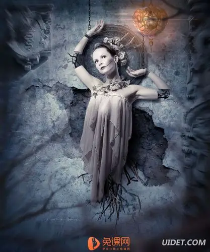 人像合成,用ps把多张素材合成一张恐怖人像图片