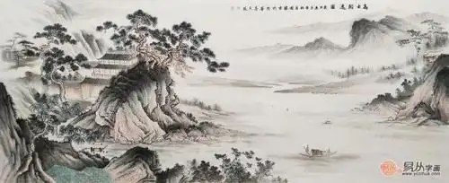 李国胜新品八尺横幅仿古山水画《高士闲逸图》 作品来源:易从网