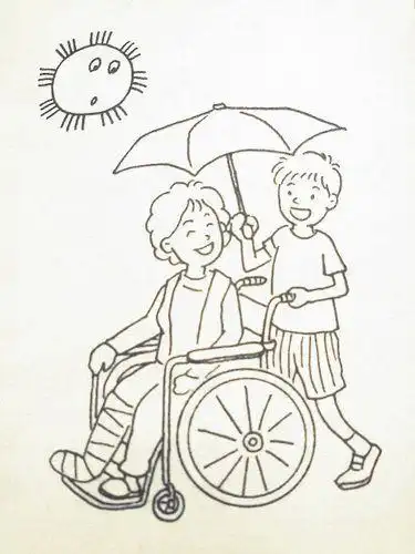步骤残疾人简笔画帮助残疾人简笔画画法残疾人-简笔画图片-儿童资源网