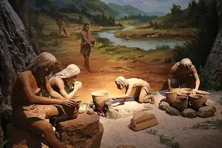 狩猎尼安德特人的例证石器时代的概念史前古代人类和工具原始人在洞穴