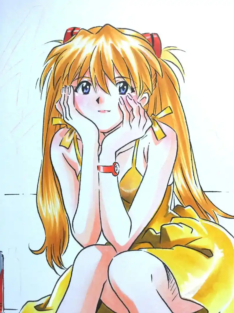 明日香  来日.漫画插页#新世纪福音战士 #临摹 #马克笔手 - 抖音