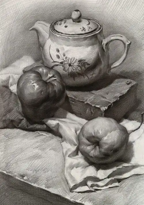 素描画静物绘画教学基础简单素描静物组合优秀作品欣赏