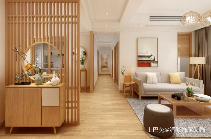 日系原木风格96平方2室二居日式家装装修案例效果图