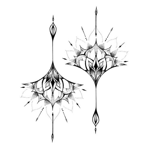 喵小姐原创莲花图腾纹身贴防水女遮疤痕仿真图腾手臂花纹点刺刺青