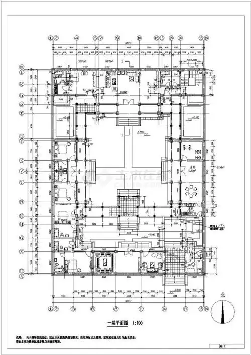 图纸-图一本资料为:北京四合院精品古建筑cad施工图,包括二层平面,一