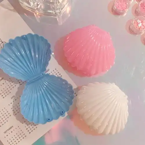 日系少女粉色透明贝壳首饰收纳盒软妹原宿可爱甜美饰品盒摆件