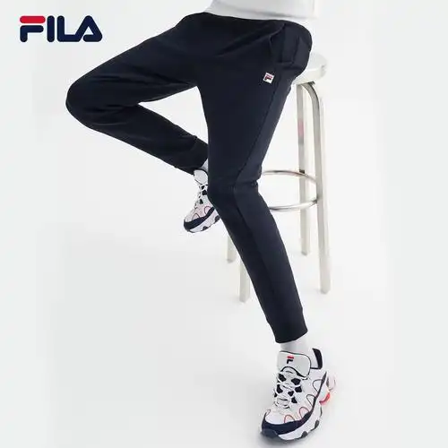 宽松休闲裤fila斐乐男子针织长裤2023秋冬新款收口运动裤男潮卫裤