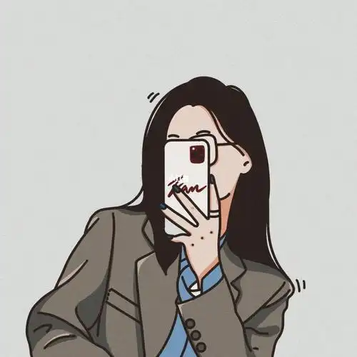 ins风简约插画女生头像01