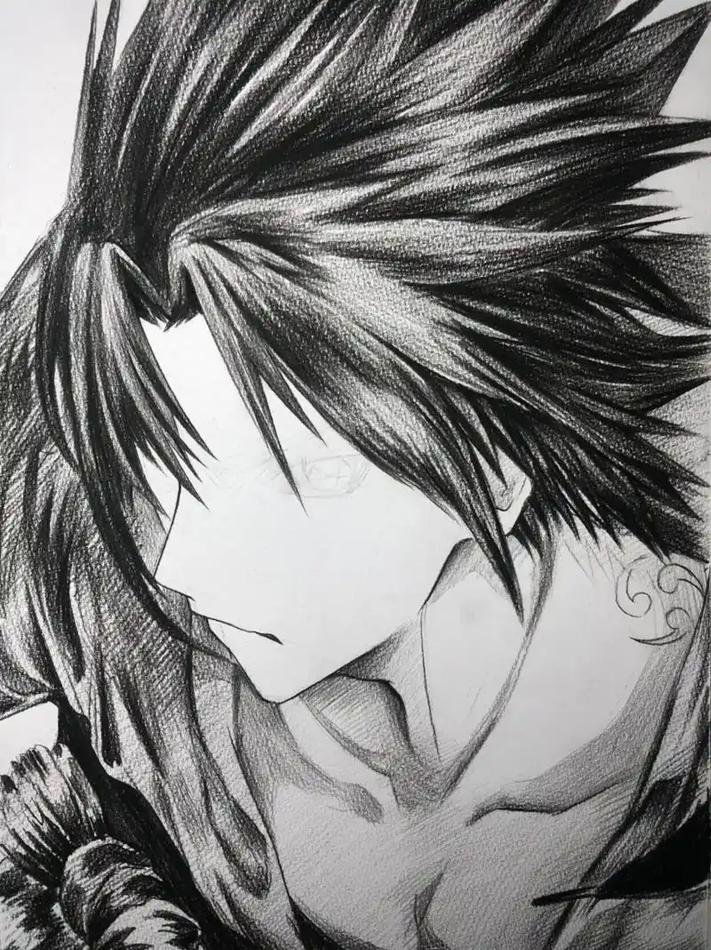 火影忍者动漫人物宇智波佐助绘画过程图.#手绘 #绘画过程 # - 抖音