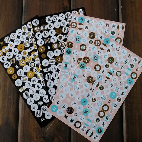 可爱圆形26个花体英文字母手帐tn拼贴宝宝日记成长档案装饰小贴纸