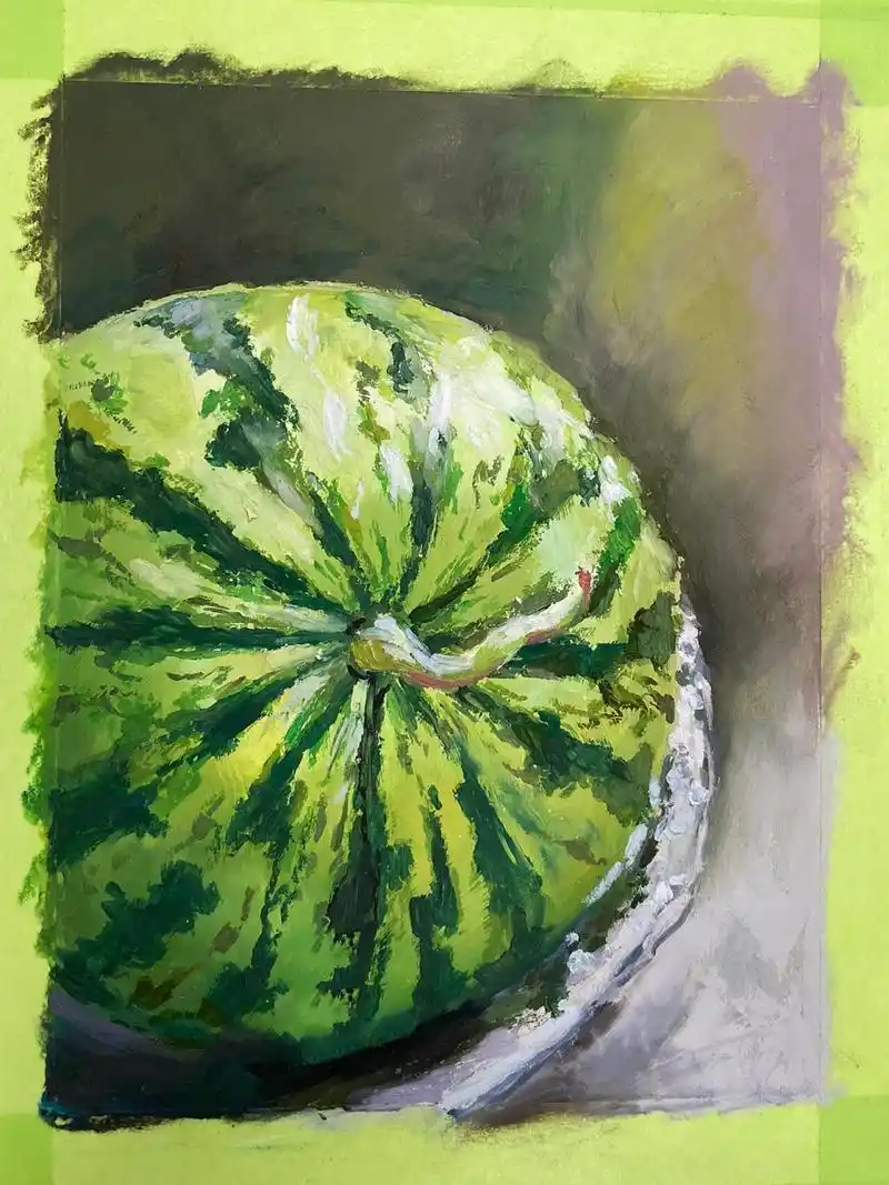 油画棒|西瓜91|夏天的味道 洗个西瓜91 猜猜甜不甜 	 素材图片