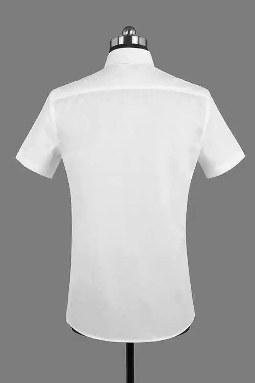 男士夏季白色短袖正规领衬衫背面图片