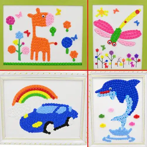 7折) 天猫 壹昊 纽扣画儿童贴画幼儿手工制作材料包宝宝diy创意粘贴画