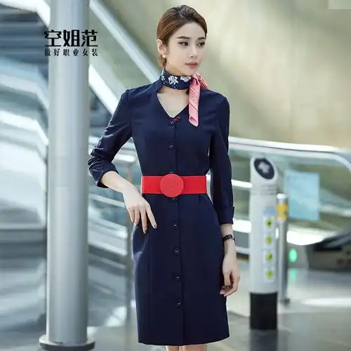 2020东航空姐制服春夏高端职业套装女空职业装连衣裙职业女裙套装