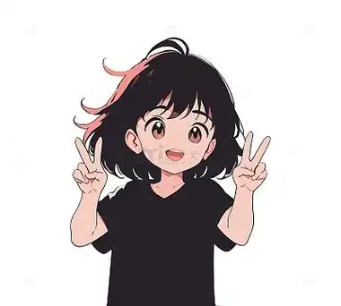 儿童卡通小女孩比耶手势卡通人