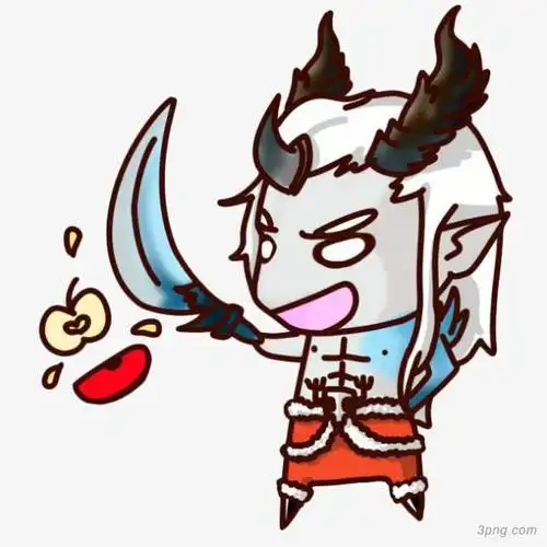 卡通圣诞装扮的牛魔王切苹果