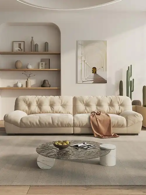 云朵布艺沙发baxter现代极简轻奢小户型网红磨砂布羽绒奶油系沙发