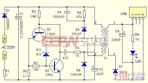 5vusb充电器电路图