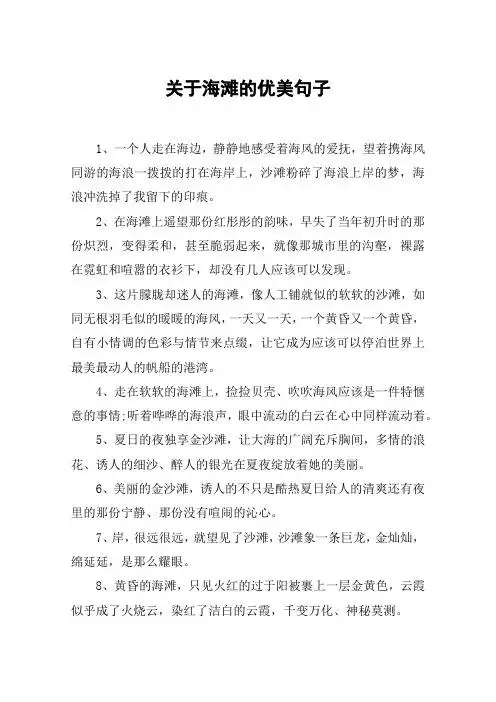 望着携海风同游的海浪一拨拨的打在海岸上,沙滩粉碎了海浪上岸的梦