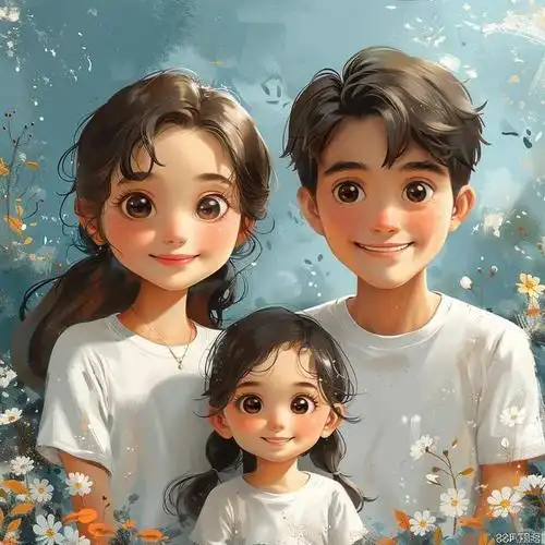 亲子头像|三口之家一个女儿专属头像