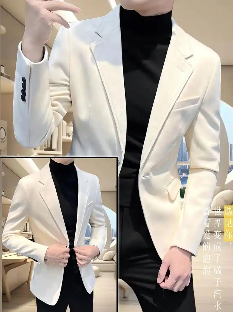 毛呢白色西装外套男款,新款感秋冬呢子男士.表哥们,毛呢白色西 - 抖音