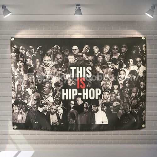 欧美街头嘻哈rap大佬集合hip hop挂旗挂布街舞酒吧自拍背景墙装饰