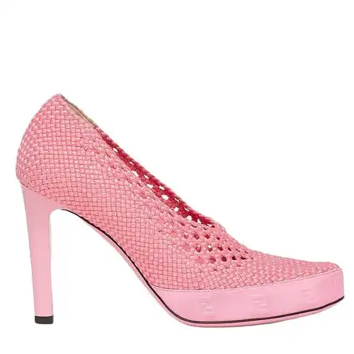 【包税】fendi/芬迪 2021年早春新款 女士粉色弹性蕾丝高跟鞋8i8087