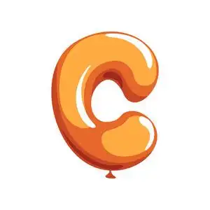英文创意网名卡通字母 c 从英文字母的形状橙色有光泽的气球.