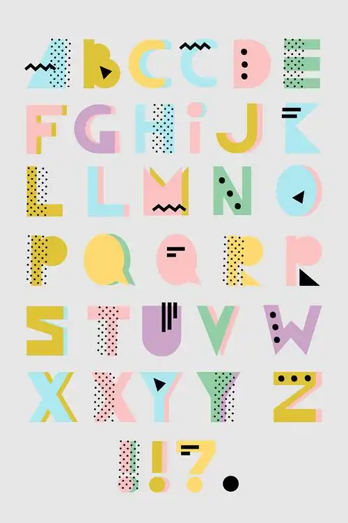 时尚创意几何英文字母设计元素