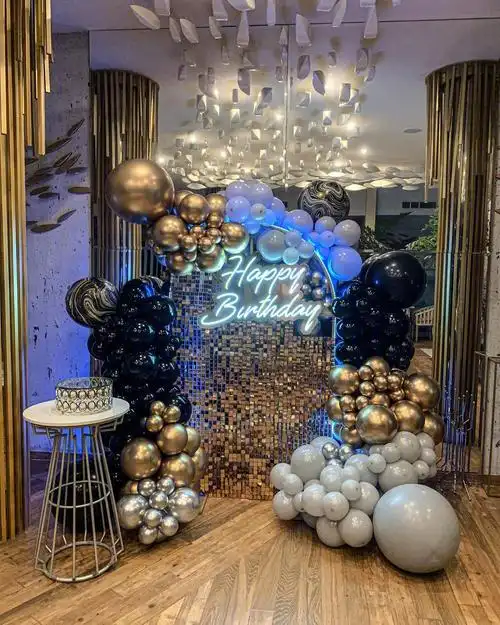 气球派对生日布置30岁男生高级时尚生日趴