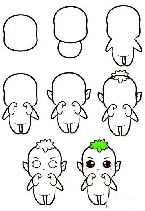 胡巴简笔画画法分解图大全如何画胡巴