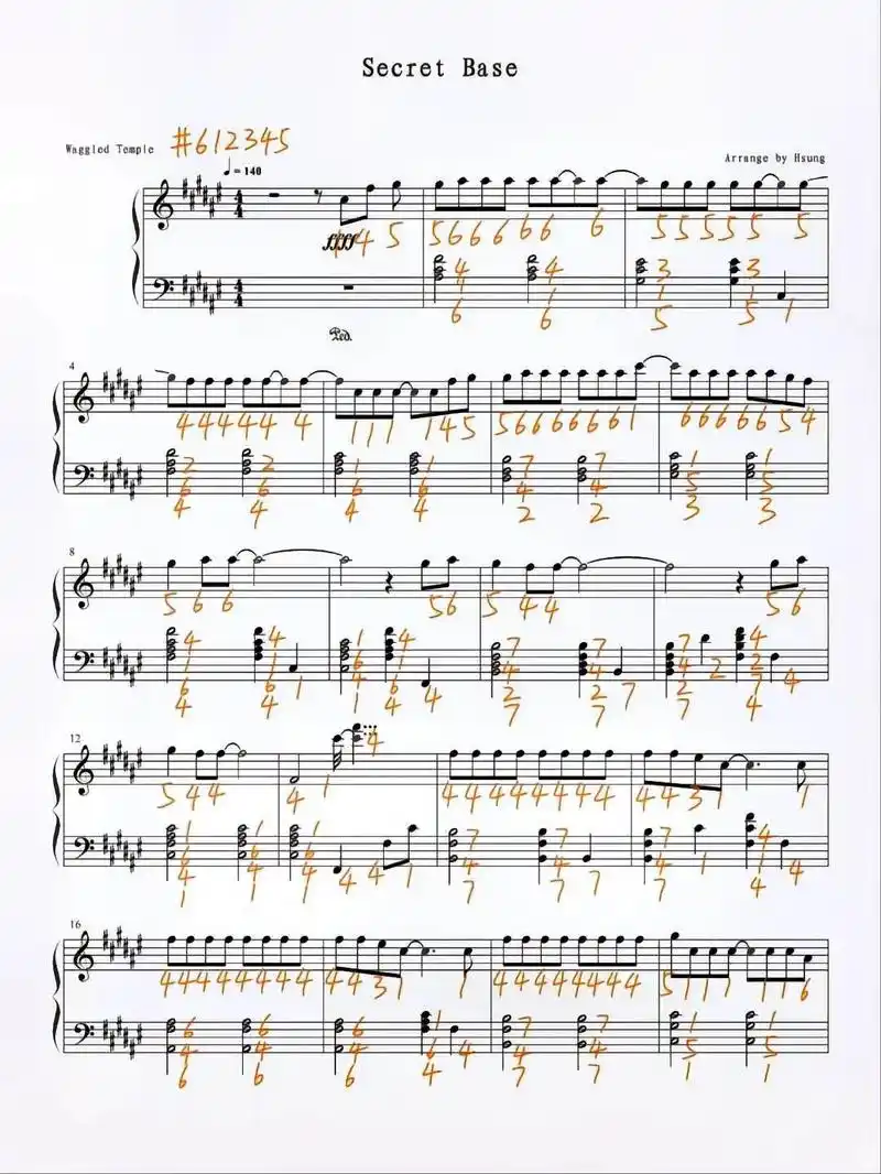 《secret base》未闻花名钢琴简谱||#钢琴  #钢 - 抖音