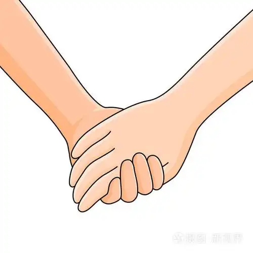 男孩和女孩手牵手