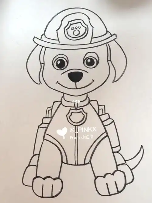 马克笔手绘儿童画简笔画汪汪队长毛毛