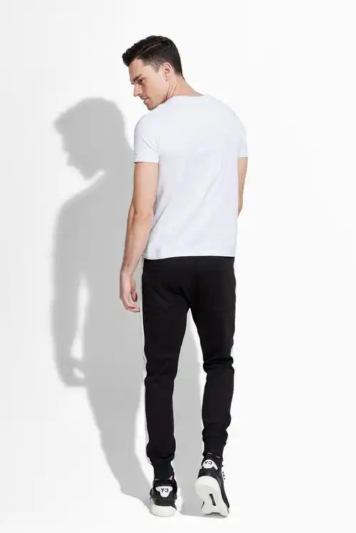 元本 秋冬男士长卫裤修身小脚休闲裤潮流运动裤侧面饰条束脚裤 黑色 s