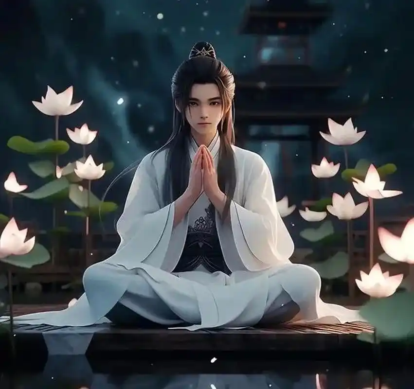 古风佛系莲花台祈福男生头像 ,莲花台上仙人坐,祈福挡灾世人安.