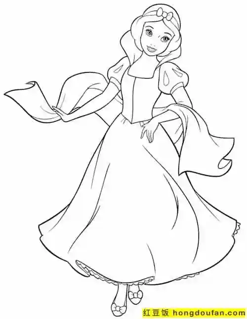 8岁女孩子们最喜欢的迪士尼童话公主涂色图片-红豆饭小学生简笔画大全