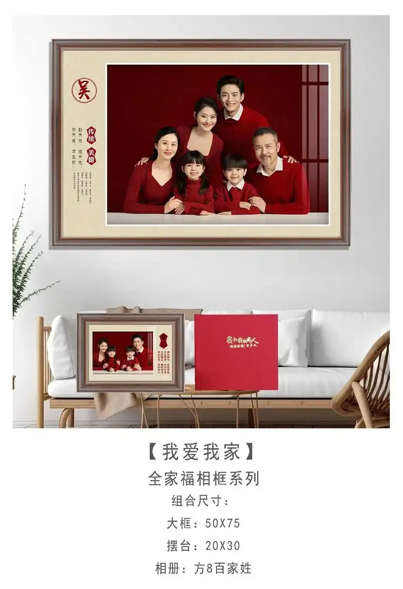 照片相框制作 #全家同框 #新年照 全家福,家庭姓氏定制, - 抖音