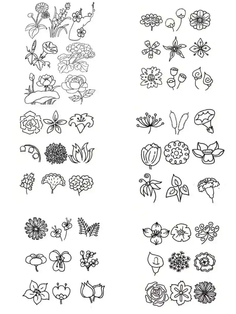 花卉素材合集/花朵简笔画/花花草草,绿叶 简笔画素材大全##简笔画