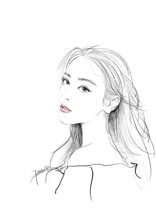 手绘 线稿 头像 迪丽热巴 2020年至今不同时期画