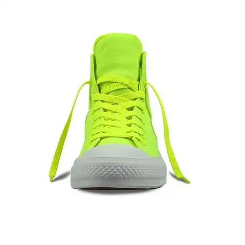 all star 中性款荧光黄绿色高帮帆布鞋