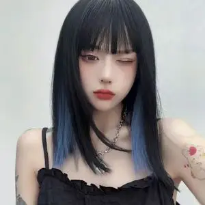 假发短发女夏季自然仿真挑染全头套lisa同款网红挂耳染漂染假发套