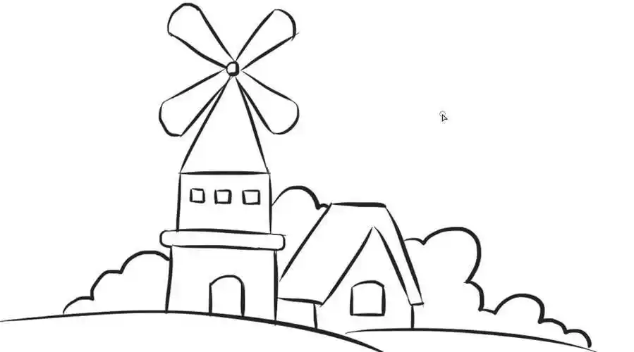 风车房子简笔画荷兰风车房子简笔画