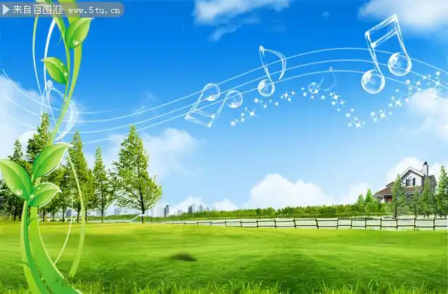 草地上的音符图片