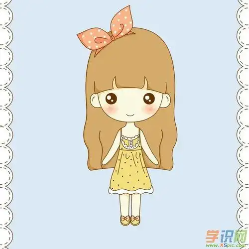 卡通小女孩简笔画彩色 卡通人物简笔画图片大全可爱女生