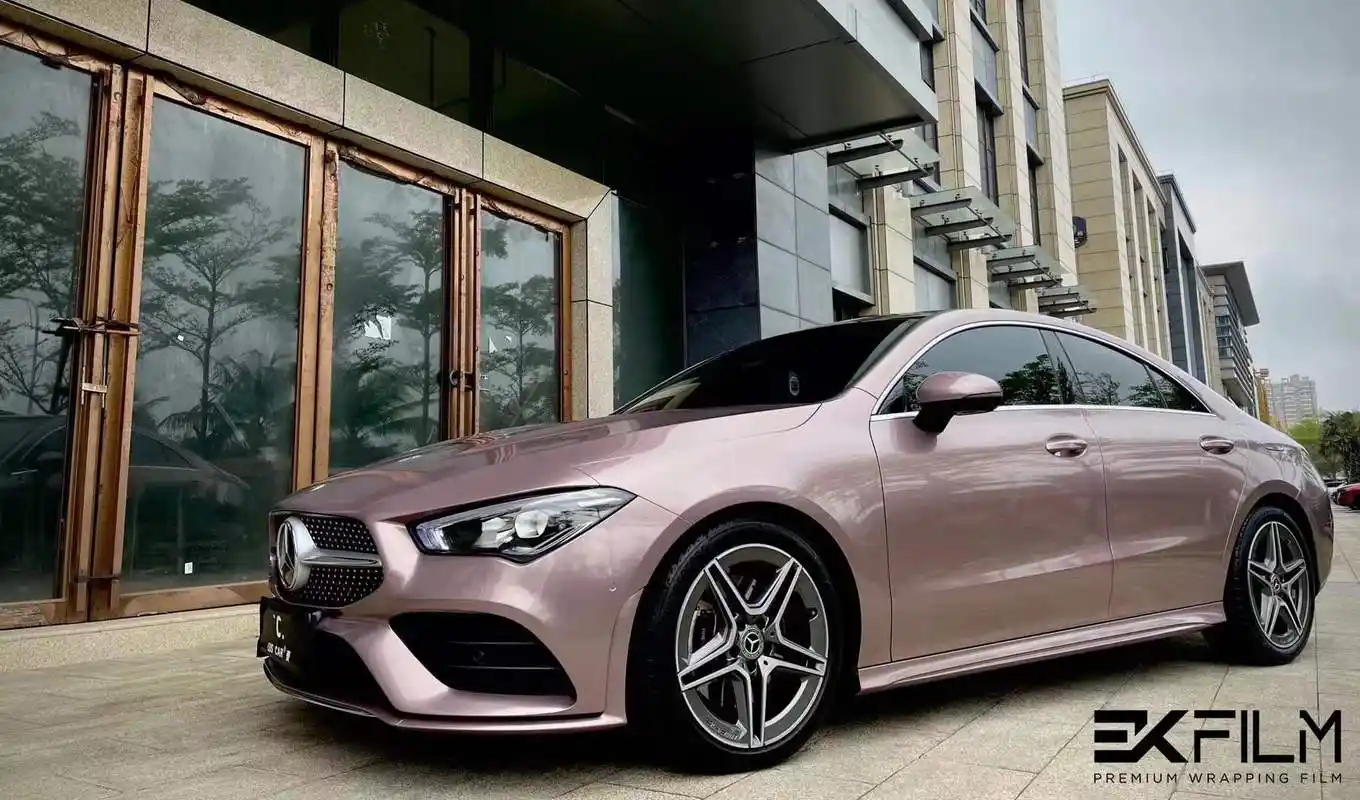 奔驰cla全车ekfilmek改色膜pet冰莓粉