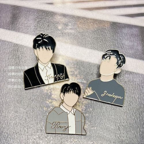 日韩卡通胸针ins tfboys偶像组合金属滴油胸针 个性潮流配饰