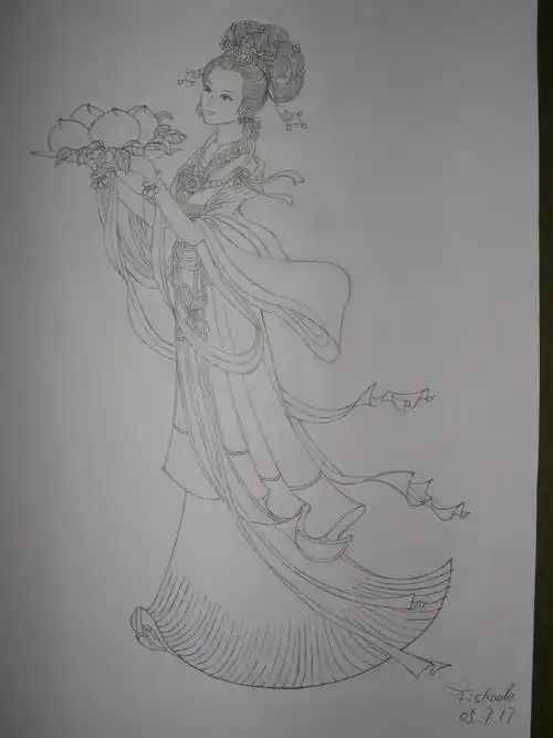 手绘古装人物铅笔画