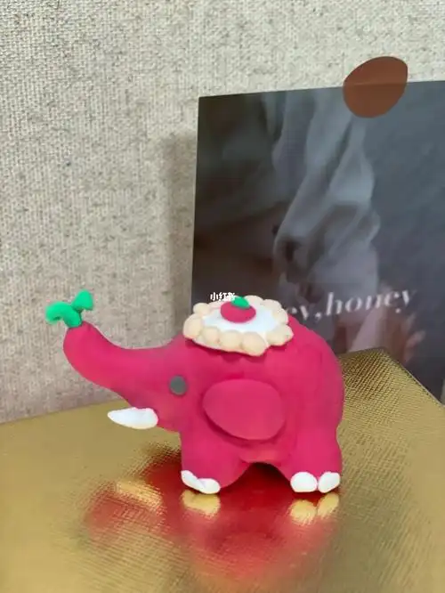 轻粘土手工粉色小象