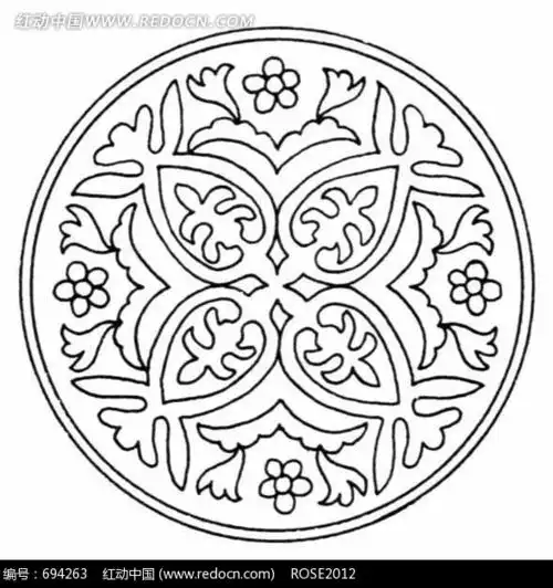 黑白线条圆形花纹